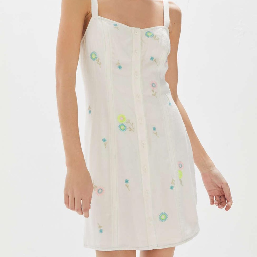 XS Urban Outfitters Embroidered Button-Front Dress